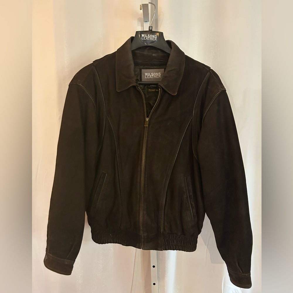 Wilsons Leather Dark Brown Bomber Jacket with Insulated Vest